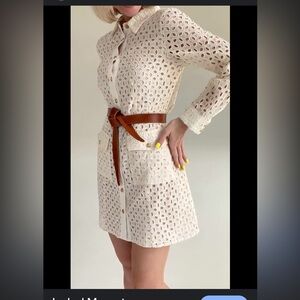 Zara off white openwork embroidery mini dress size small no belt